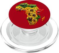 African Animal Map Juneteenth Flag Colors Pride Black Africa PopSockets PopGrip pour MagSafe