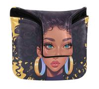 African Beauty Mallet Putter Cover Magnetic Putter Cover for Men and Women PU Leather