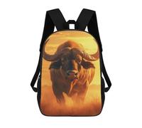 African Buffalo Sunset Portrait Sacs À Dos Imprimés En 3D Pour Enfants 17inch Sacs À Dos Tendance Et Décontractés Pour La Journée, Sacs De Voyage, Sacs À Dos D'extérieur Pour Garçons Et Filles