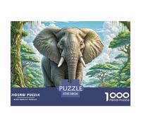 African éléphant 1000 Piece Jigsaw Puzzle for Adults Challenging Game Stress Relief Puzzle Exercise The Memory of The Brain for Adults and Kids, Age 12 Years Up 38x26cm/1000pcs