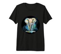 African Elephant with Water -Colored Look T-Shirt Haut de Gamme