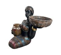 African Figurines Home Decor Seated - - - Woman with Bowl Table Statues Art