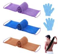 African Net Sponge Lot de 5 éponges en maille africaine pour le dos - 3 éponges en maille africaine + 2 gants exfoliants - Éponge exfoliante - Gants exfoliants pour hommes et femmes