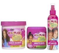 AFRICAN PRIDE DREAM KIDS OLIVE MIRACLE QUICK BOUNCE PUDDING, DÉVETEUR HYDRATANT DIRECT & ANTU-FRIZZY CONDITIONING GEL LISSE BORDS