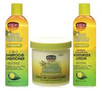 African Pride - Lot de 3 soins capillaires anti-casse Olive Miracle - shampoing et après-shampoing 2 en 1 355 ml/après-shampoing san