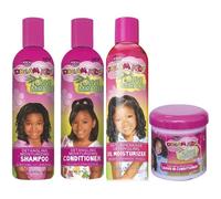 African Pride - Lot De 4 Soins Démêlants Olive Miracle - Shampoing 355 Ml/Après-Shampoing 355 Ml/Huile Hydratante 236 Ml/Après-