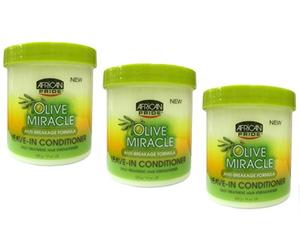 African Pride Olive Miracle Lot de 3 flacons d'après-shampoing anti-casse 425 g (total - 1275 g)