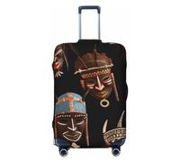 African Ritual Housse de protection pour valise de voyage ethnique tribal lavable élastique anti-rayures pour valises de 45,7 à 81,3 cm, noir, Noir, L