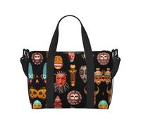 African Ritual Sac à bandoulière ethnique tribal Sac de voyage à bandoulière Sac à main Sac de sport et de fitness Sac de voyage, Noir , Taille unique