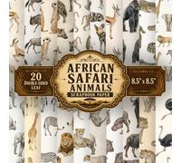 African Safari Animals Scrapbook Paper: 20 Double-Sided Sheets, 20 Designs, 8.5" x 8.5", Illustrated Wildlife Craft Pad Featuring Elephants, Lions, ... Making, Decoupage, Collage & Gift Projects
