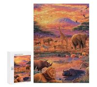 African Safari Sunset Puzzle 1000 Pièces Educa Jouet en Bois Cadeau Unique Décoration Intérieure Jeu Éducatif Challenge Toy Adultes Et Enfants À Partir De 14 Ans 300 PCS