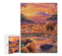 African Safari Sunset Puzzle 1000 Pièces Educa Jouet en Bois Cadeau Unique Décoration Intérieure Jeu Éducatif Challenge Toy Adultes Et Enfants À Partir De 14 Ans 500 PCS