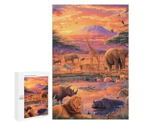 African Safari Sunset Puzzle 1000 Pièces Educa Jouet en Bois Cadeau Unique Décoration Intérieure Jeu Éducatif Challenge Toy Adultes Et Enfants À Partir De 14 Ans 1000 PCS