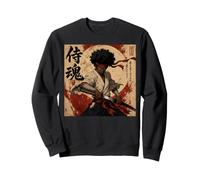 African Samurai Fighter Bushido Katana Japonais Black Anime Sweatshirt