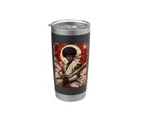 African Samurai Japanese Warrior Anime Katana Ronin Gobelet isotherme en acier inoxydable double paroi