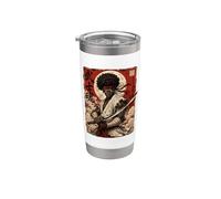 African Samurai Japanese Warrior Anime Katana Ronin Gobelet isotherme en acier inoxydable double paroi