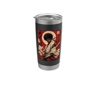 African Samurai Japanese Warrior Anime Katana Ronin Gobelet isotherme en acier inoxydable double paroi