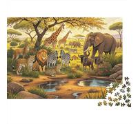 African Savanna 1000 Pièce Puzzle Papier Recyclé Wildlife Park Adulte Jigsaws Impossible Difficile Stimulant Soulage la Démence Sénile Fun 38x26cm/1000pcs
