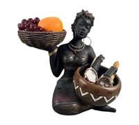 African Sculpture Seated Woman - - - with Bowl Table Statues Centerpiece |