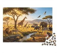 African Wildlife Puzzle for Adultes 1000Pc Recyclable Kenyan Savannah Senior Puzzles Impossible Difficile Stimulant Soulage la démence sénile Activité 38x26cm/1000pcs