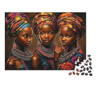 African Women Portraits 1000 Stücke Dickes Karton Puzzle Jigsaw Puzzle 1000 Teile Stressabbau Entspannung Hochwertige Verarbeitung Farbgenaue Druck 52x38cm/1000pcs
