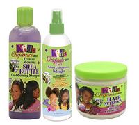 Africa's Best Kids Organic - Lot de 3 soins capillaires pour enfant - shampoing Ultimate Moisture au beurre de karité 355 ml/après-shampoing démêlant 2 en 1 355 ml/après-shampoing nourrissant 426 g