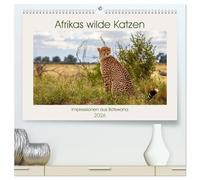 Afrikas wilde Katzen (hochwertiger Premium Wandkalender 2026 DIN A2 quer), Kunstdruck in Hochglanz: Afrikanische Raubkatzen in freier Wildbahn