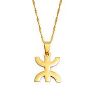 Afrique Berbères Symbole Carte Pendentif Colliers, Bijoux Amazigh De Style Kabyle Africain Berbère, Contour Vintage Tendance Patriotique Unisexe Région Accessoires, Hiphop Géométrique Chaîn