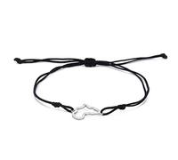 Afrique Carte Bracelets Pour Femmes Hommes Acier Inoxydable Minimaliste Évider Personnalisé Afrique Carte Pendentif Double Corde Bracelet Coeur Contour Afrique Carte Corde Bracelet Bijoux (argent)