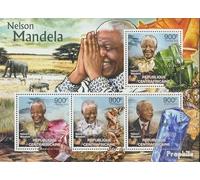 afrique centrale République 3737-3740 Feuille miniature (complète. édition) neuf avec gomme originale ** MNH 2012 nelson Mandela & minéraux (Timbres pour les collectionneurs) Minéraux/Fossiles/Bijoux/