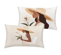 Afrique Coussin Exterieur Impermeable 50x70 cm Velours Housse Coussin Femme Double Face Imprimé Rectangulaire Taie Oreiller pour Salon Intérieur/Extérieur Jardin Été Decor Cadeaux, Lot de 2 1B-682