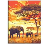 Afrique Diamond Painting Adulte 100x150cm Diamond Painting Éléphant ,Activité Manuelle Adulte Broderie Point de Croix Peinture Diamant , DIY Cristal Art Kit Mosaique Enfant Peinture Diamant C-Q193