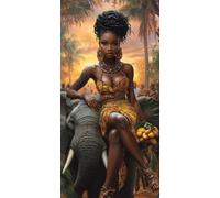 Afrique Diamond Painting Adulte, 5D Peinture Diamant Adulte Femme Strass Point de Croix Broderie Diamant Painting Kit Complet, DIY Grande Taille pour Adultes Décoration Murale Maison 100x50 cm o-8435