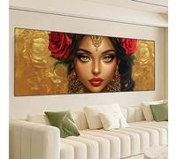 Afrique Diamond Painting Adulte XXL 150x50cm, Bricolage Diamond-Painting Femme Loisirs Créatifs Adultes Kit, 5D Strass Broderie Point de Croix Painting Diamant pour Murale Maison Décor, Cadeau 0R-80