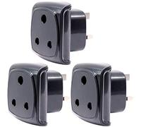 Afrique du Sud Adaptateur à 3 Broches, Grand Connecteur Mâle de Type M Converti en Prise Femelle UK à 3 Broches, Approuvé BS 8546, Fusible 13A avec Obturateur de Sécurité (3 Pièces, Noir)