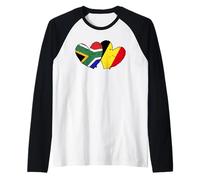 Afrique du Sud Belgique Love Heart Drapeau Belgique Afrique du Sud Manche Raglan