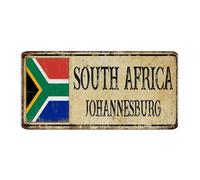 Afrique du Sud JOHANNESBURG - 15,2 x 30,5 cm - Décoration murale personnalisée pour jardin, chambre à coucher, salon - Plaque en métal souvenir de pays national - Plaque en étain pour maison