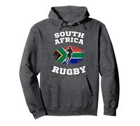 Afrique du Sud Springboks Rugby Sweat à Capuche, Unisexe pour Adultes, Chiné Foncé, L
