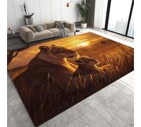 Afrique Lion Paillasson 50x80 cm 3D Prairie Coucher De Soleil Carpette Flanelle Antidérapant Lavable Poil Court Tapis pour Entrée Salle de Bain Cuisine Q-98