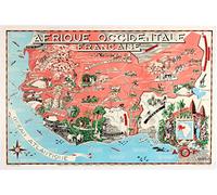 Afrique Occidentale Française Affiche Poster Reproduction - Format Size 50X70 cm Papier 300 GR-Vente du fichier numérique HD Possible Nous Consulter (Boutique : affichevintage.FR)