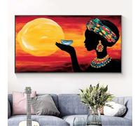 Afrique Peinture Diamant Adulte, 5D Diamond Painting Femme Diamond Painting Enfant, DIY Diamant Strass Point de Croix Cristal Peinture pour Adultes Débutants Maison Décor Cadeaux 40 x 80 cm B-1075