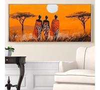 Afrique Peinture Diamant XXL Femme Diamond Painting Adulte 40x80cm, Diamant Painting Art Creatif Adulte, DIY Diamond-painting Point de Croix Kit, Grande Taille pour Decoration Maison Murale, Model396