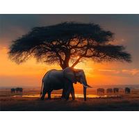 Afrique Puzzle 1500 Pieces Adultes Éléphant Puzzles Classiques Panorama Bois Difficile Impossible Geant Jigsaw Jeu éducatif Défi Jouet pour Enfants et Adulte dès 14 Ans Cadeau Homme Femme P-170