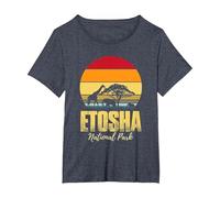 Afrique Safari Parc National d'Etosha Souvenir Namibie T-Shirt, Femme Grandes Tailles, Bleu Chiné, 3X