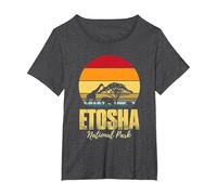 Afrique Safari Parc National d'Etosha Souvenir Namibie T-Shirt, Femme Grandes Tailles, Chiné Foncé, 1X