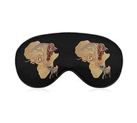 Afrique sauvage Lion éléphant carte drôle sommeil masque pour les yeux doux bandeau yeux couverture avec sangle réglable nuit visière pour hommes femmes