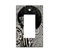 Afro Art Plaque de protection pour interrupteur, motif mandala noir et blanc pour décoration d'intérieur, style, taille standard, idéal pour le salon à bascule simple