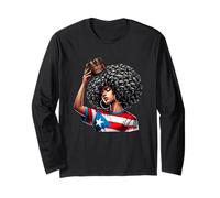 Afro Boricua Queen Puerto Rican Princess Flag Crown Latina Manche Longue