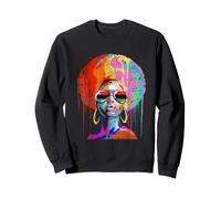 Afro Drip Art Mélanine Reine Colorée Femme Portrait Sweatshirt