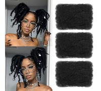 Afro Kinky Curly Braiding Bulk Hair For Mini Twists Afro Kinkys Bulk Synthetic Hair Cuban Twist Hair Soft Locs Micro Spring Twist For Dreadlocks Loc Repair (1B#, 8 Inch (Pack of 3))